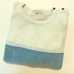 Teal and white knit sweater, size XL